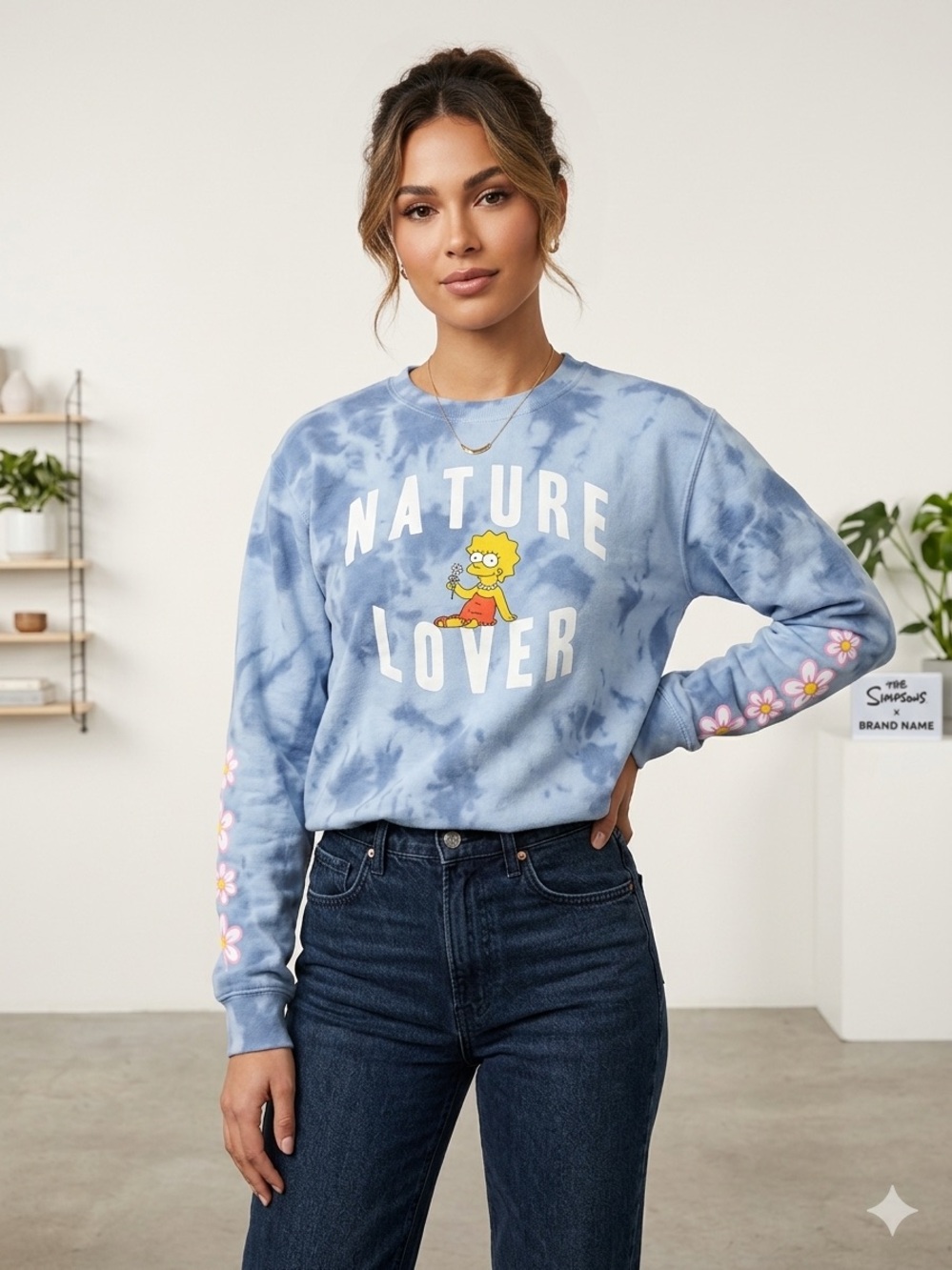 The Simpsons "Nature Lover" Lisa Tie-Dye Sweatshirt, Size Large, NWT